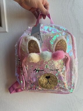 Cat & Jack Pink Sequin Bear-Unicorn Kids Backpack